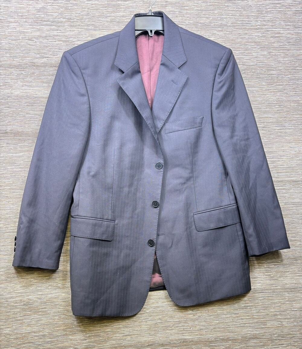 Sarar Blazer Mens Size 40S Gray Pinstripe Wool Suit Jacket Made In Turkey Lined